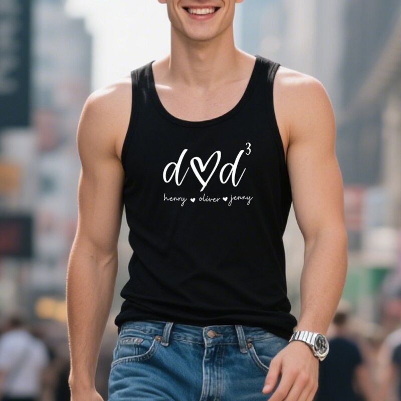 Personalized Tank Top Custom Dad with Kids Names Design Attractive Father's Day Gift