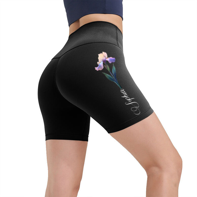 Leggings da motociclista personalizzati con design personalizzato con fiori colorati del mese di nascita regalo raffinato per la mamma o la moglie