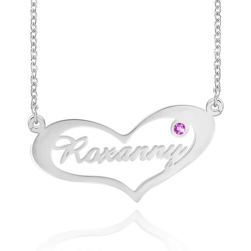 "Love Words" Personalized Name Necklace With Birthstone