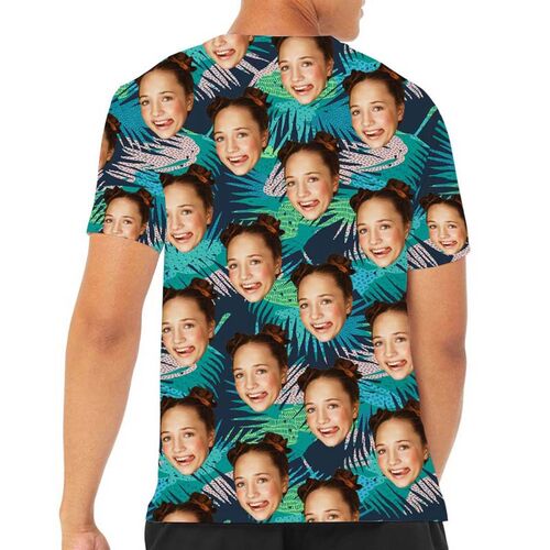Custom Face Colored Palm Leaves Hawaiian T-Shirt