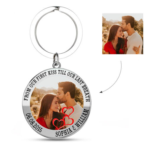 "From Our First Kiss Till Our Last Breath" Personalized Couple Memorial Photo Keychain