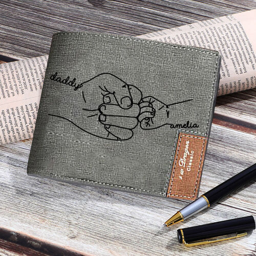 Custom Men's Wallet with Name  Printed Fist for Dad