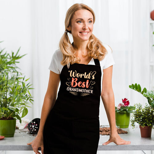 Cute Apron with Heart Pattern for Grandma "World's Best Grandmother"