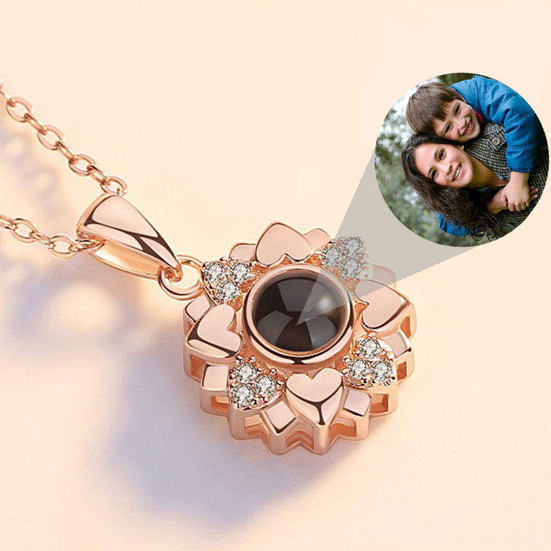 Personalized Photo Projection Necklace- Sunflower