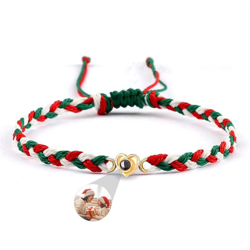 Personalized Projection Bracelet Tricolor Mixed Braided Cord Warm Heart Christmas Gift
