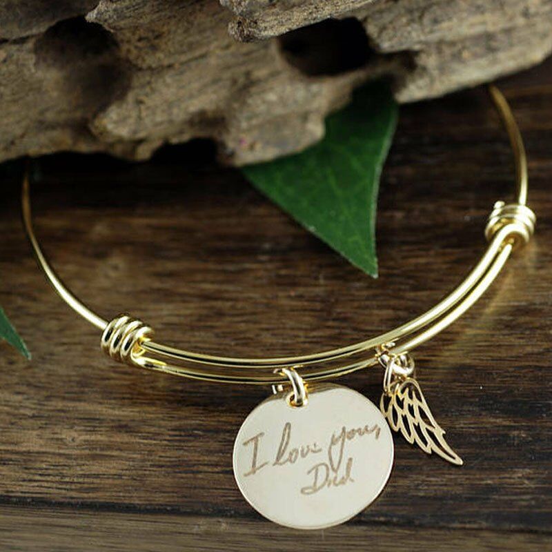 Gold Handwriting Memorial Bracelet - For Love One