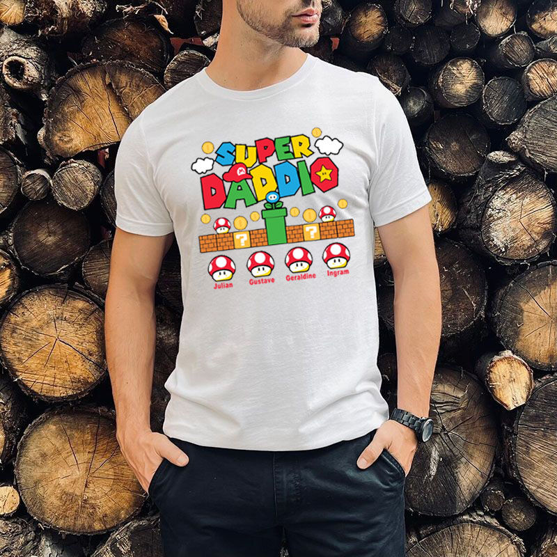 Personalized Mario T-shirt with Custom Name Special Gift for Super Daddy