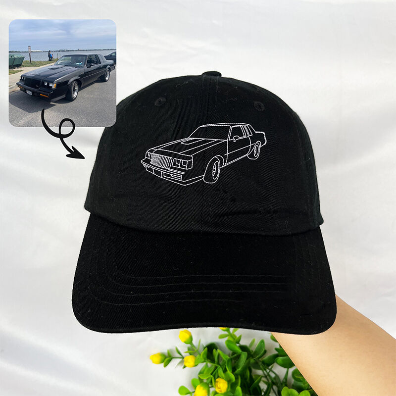 Personalized Hat Custom Embroidered Car Photo Line Design Perfect Gift for Car Lovers