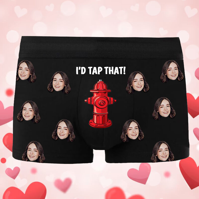 Personalized Photo Men's Underwear Boxer Briefs with Fire Hydrant Pattern Stylish Gift for Valentine's Day