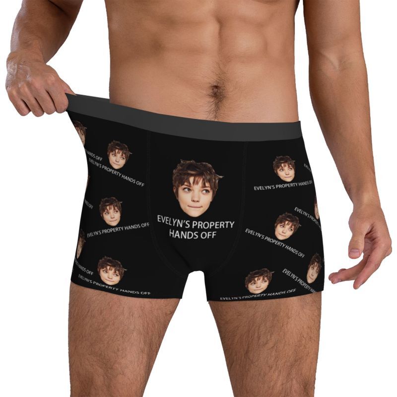 Personalized Photo Men's Underwear Boxer Briefs with Custom Name Exquisite Gift for Boy Friend