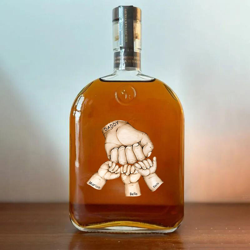 Personalized Name Whiskey Bottle with Hand Pattern Wonderful Father's Day Gift