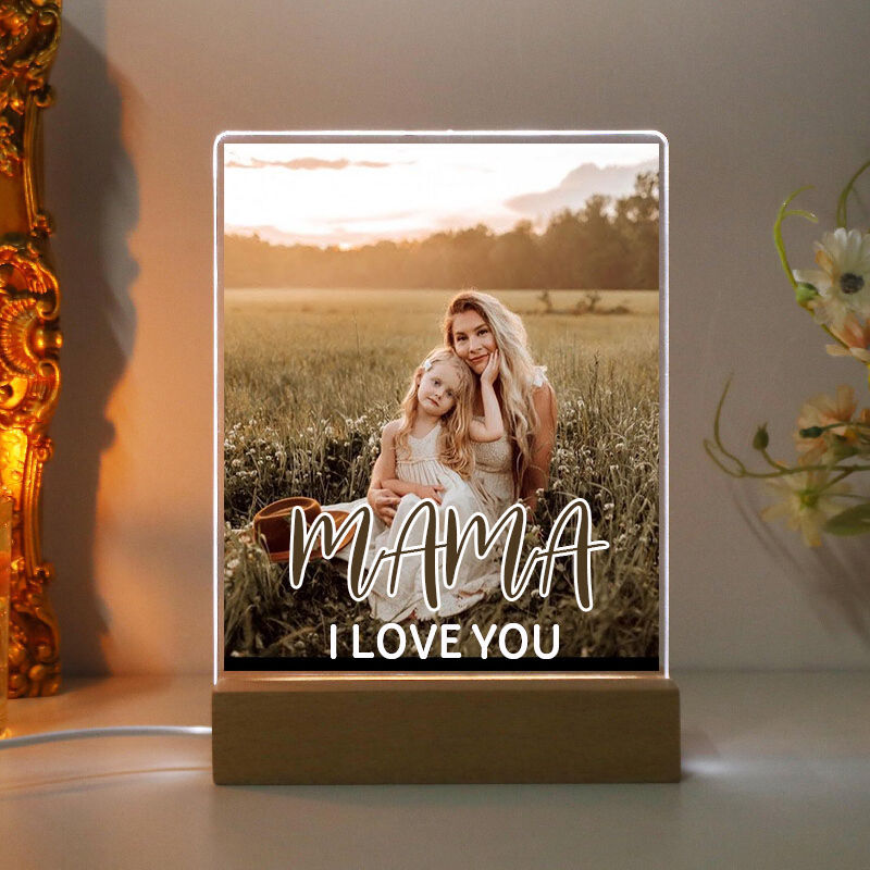 Personalized Picture Night Light with Custom Text And Nickname Simple Mother's Day Gift