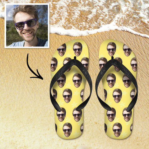 Individuelle Flip Flops mit Foto Geschenk Gelb