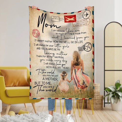"You Are the World to Me" Personalized Love Letter Blanket to Mom