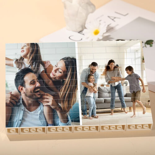 Personalisierte Bausteine Puzzle 2 Fotos Bauklötze Rechteck für Familie