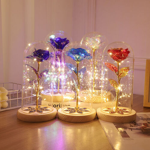 Galaxy Rose Glass Lampshade Preserved Flower Rose Night Light Gift