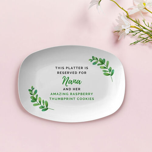 Custom Text Plate with Green and Beautiful Pattern for Grandma