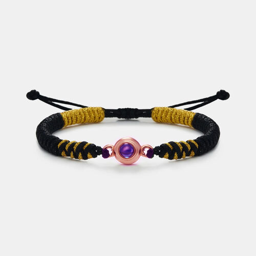 Pulsera personalizada proyección de foto de cuerda color amarillo y negro para novio