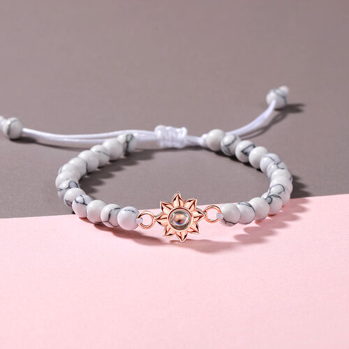 Pulsera personalizada de proyección de foto de cuentas blancas con hexagrama