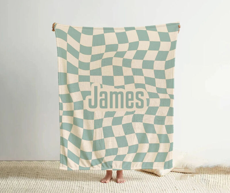 Personalized Name Blanket with Magic Checkered Pattern