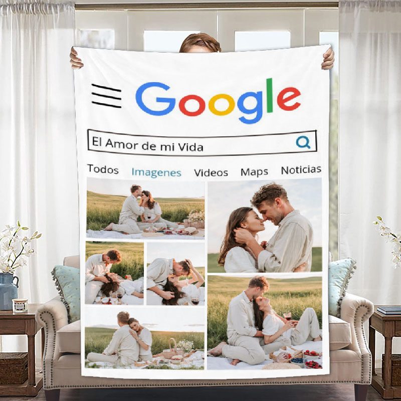 Personalized Picture And Engravable Blanket with Search Pattern Amazing Gift for Couples