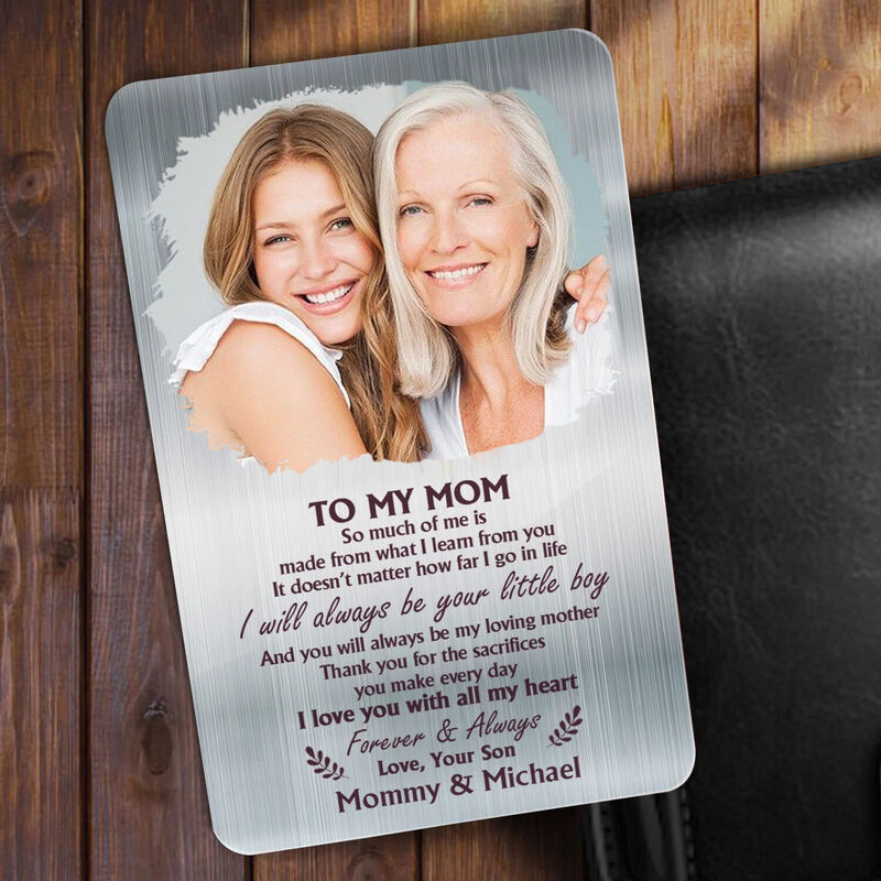 Personalized Aluminum Wallet Card Customized Photo Warm Gift For Mom