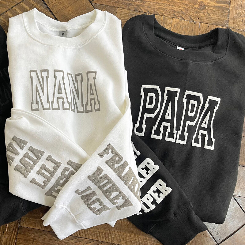 Personalized Sweatshirt Puff Print Optional Nickname with Custom Names Warm Gift for Family