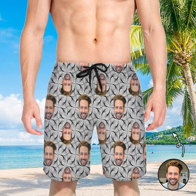 Personalized Picture Men's Beach Shorts with Unique Pattern Cool Gift for Family