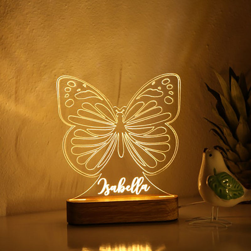 Personalized Name Night Light with Butterfly Pattern Simple Gift for Kids
