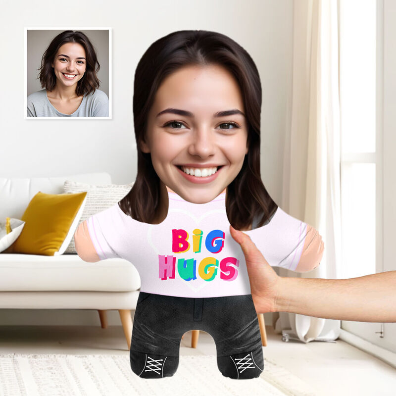 Personalized Face Pillow "Big Hugs" Pillow Warm Gifts for Friend