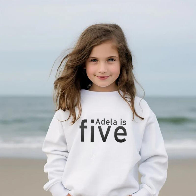 Personalized Kids Embroidered Sweatshirt With Custom Name And Age Warm Gift For Children