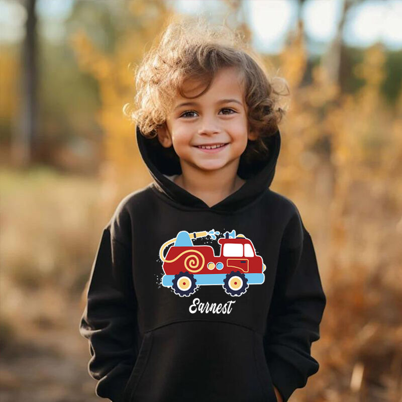 Personalized Children Hoodie Custom Name Band Car Pattern Gift For Boys