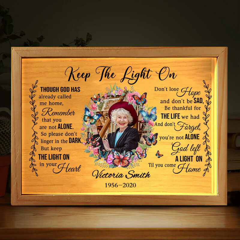 Personalized Picture Night Light with Colorful Butterflies Pattern Beautiful Gift for Her