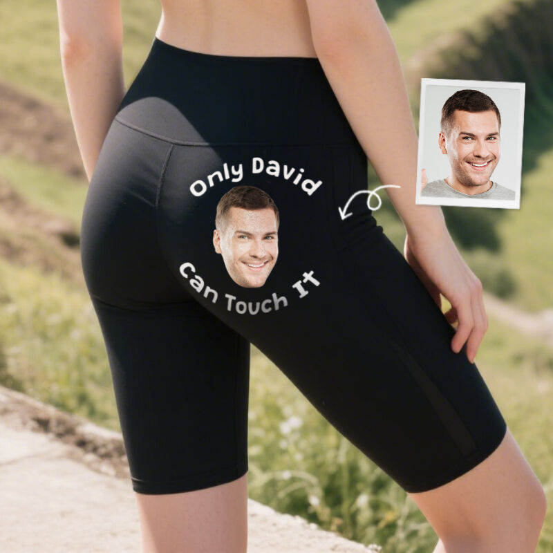 Personalized Biker Leggings Only You Can Touch It Custom Photo Design Creative Gift for Her Lovers