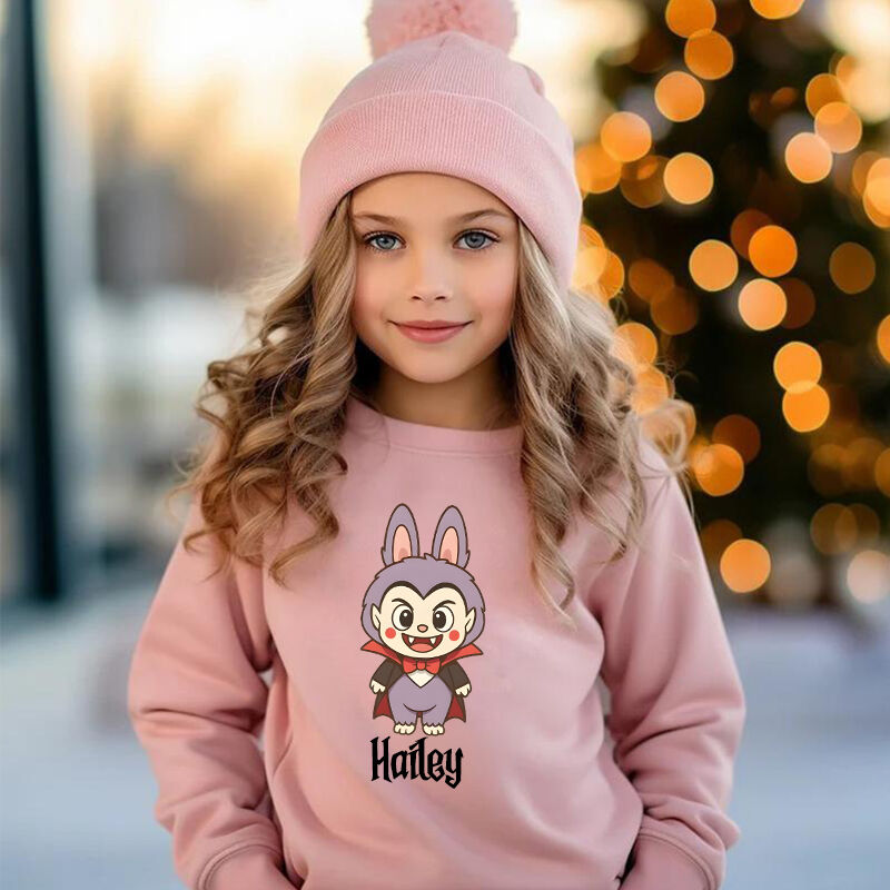 Personalized Kids Sweatshirt Spooky Labubu Cute Pattern Design Attractive Halloween Gift for Child