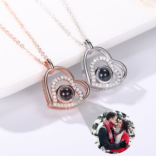 Personalized Photo Projection Necklace With Picture Inside- To Love-Warm Heart