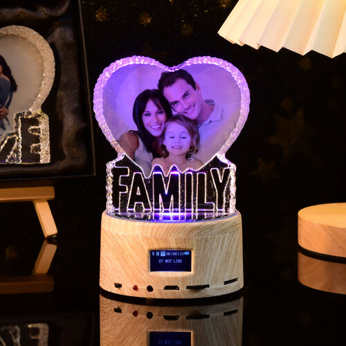 Altavoz bluetooth personalizado de foto color de lámpara cristal para familia