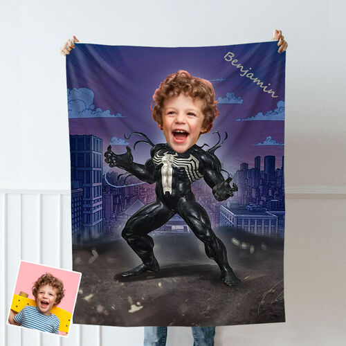 Personalized Custom Photo Blanket Anime Character Image City Night Scene Flannel Blanket