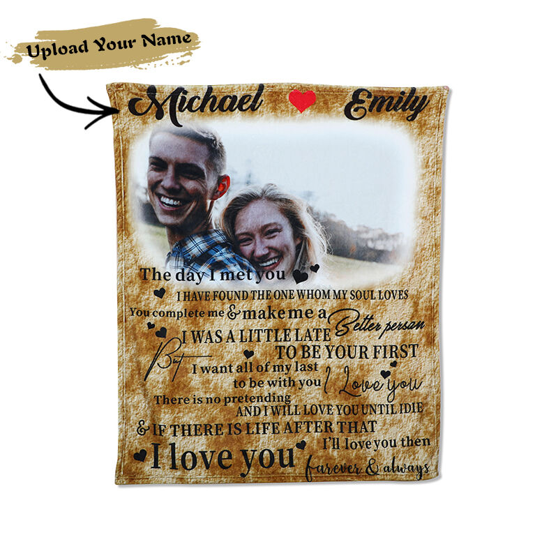 Custom Photo Couple Blanket with Engraving