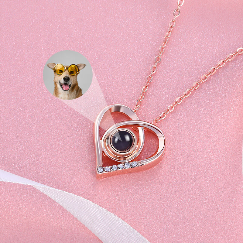 Personalized Photo Projection Necklace-Sparkling Heart