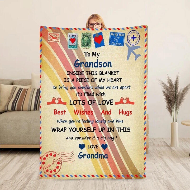 Personalized Love Letter Blanket Warm Gift to Special Grandson from Grandma