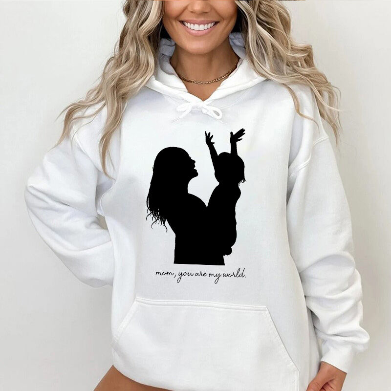 Personalized Hoodie In Mom's Arms with Custom Message for Mother's Day