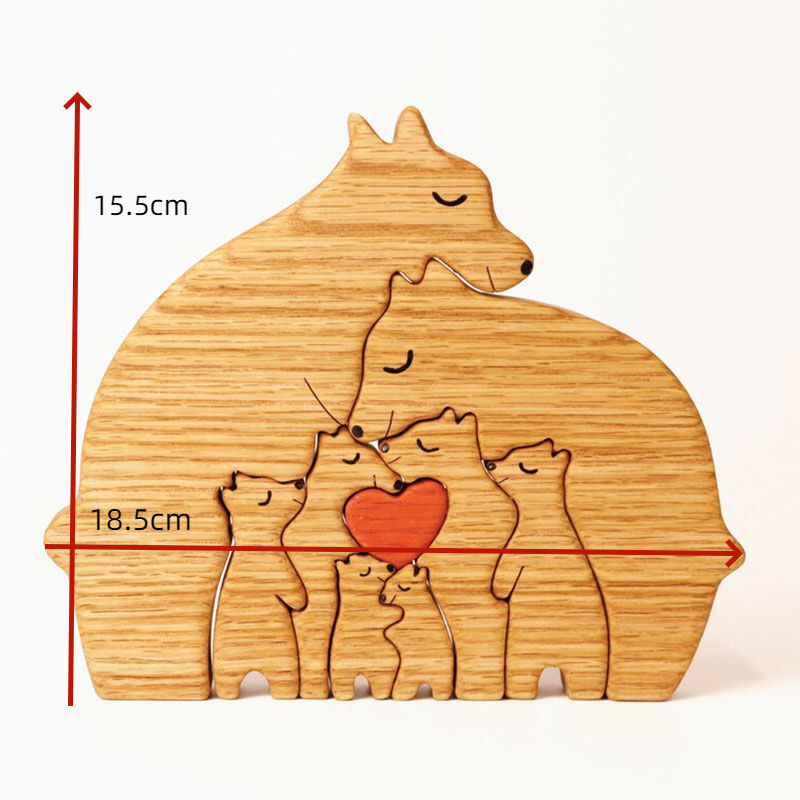 Personalized Wooden Bear Custom Family Names Puzzle Meaningful Gift