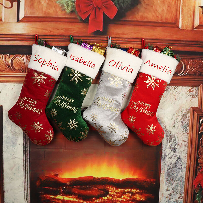 Personalized Red Merry Christmas Custom Name Christmas Sock