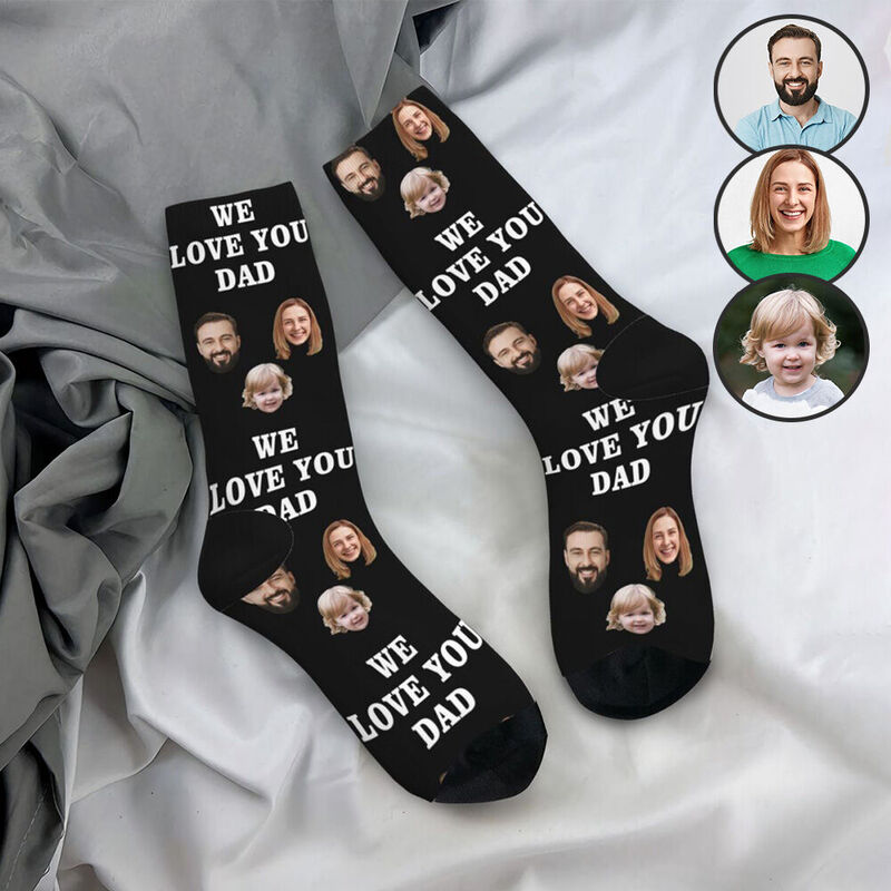 Personalized Face Socks Can be Added with Photos and Text as a Gift for Dad