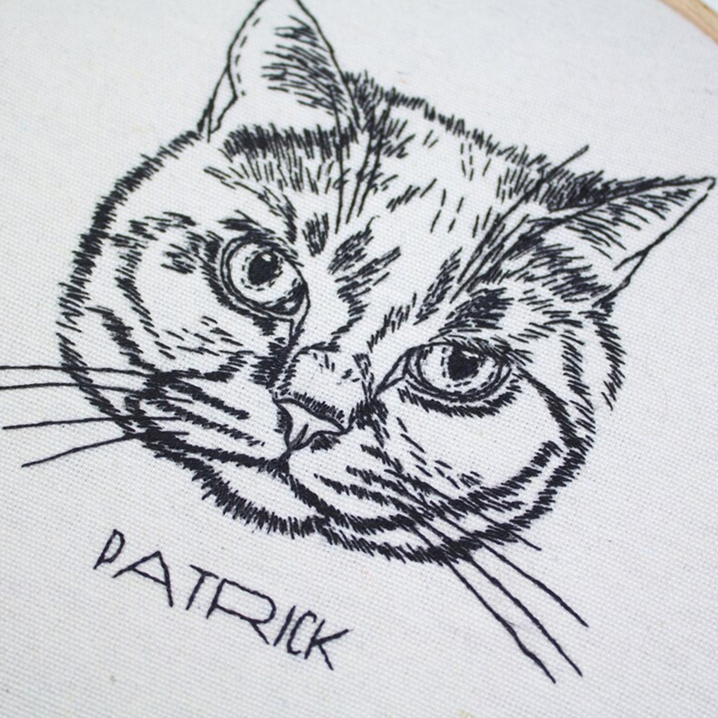 Cerceau de broderie personnalisé Dessin au trait d'animal de compagnie Décoration amusante Cadeau de Noël