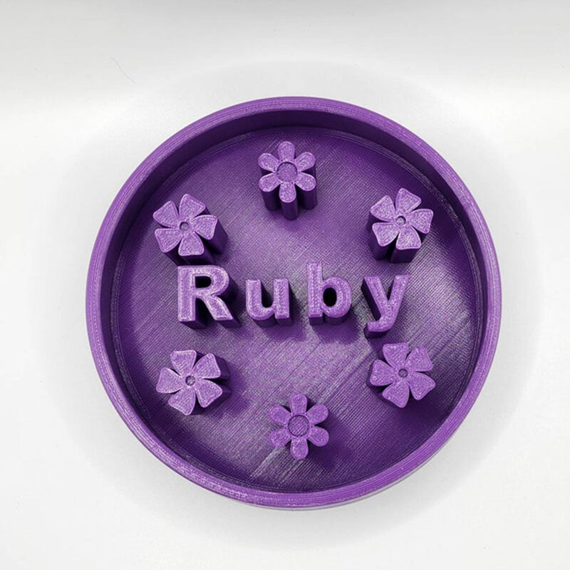 Personalized 3D Printed Slow Food Pet Food Bowl Custom Name With Petals Gift For Pet Lovers