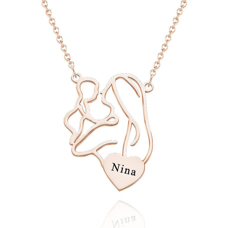 Personalized Stick Figure Mother Necklace Custom Name Warm Mother's Day Gift