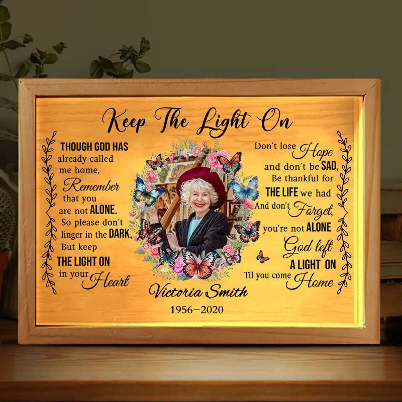 Personalized Picture Night Light with Colorful Butterflies Pattern Beautiful Gift for Her