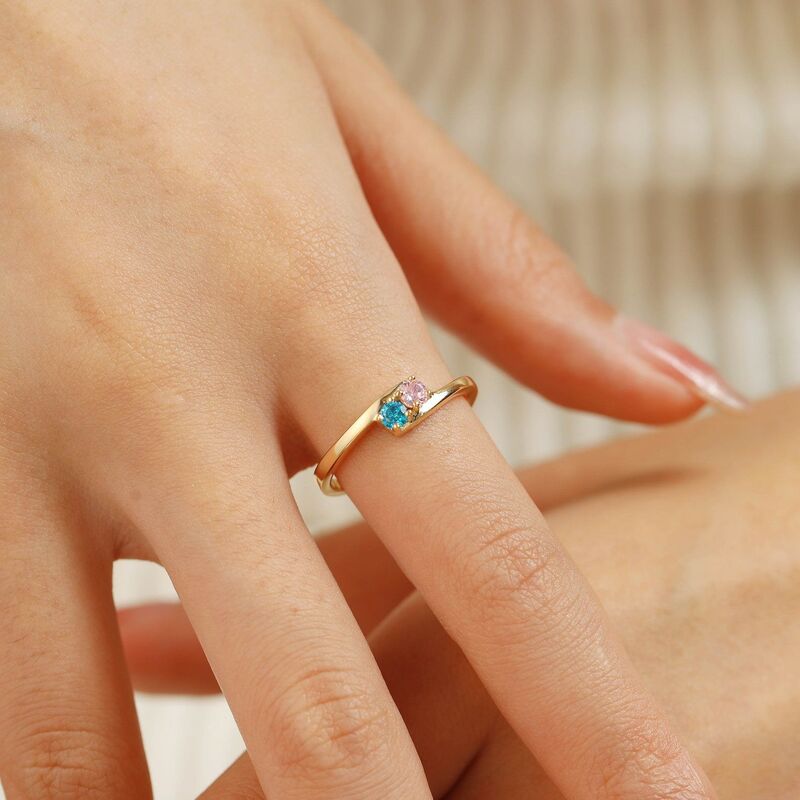Bague personnalisée avec pierre de naissance Cadeau d'anniversaire exquis